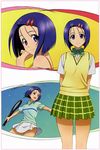  artist_request highres purple_hair racket sairenji_haruna school_uniform tennis_racket to_love-ru 