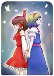  alice_margatroid back-to-back bad_id bad_pixiv_id blush bug butterfly detached_sleeves hakurei_reimu holding_hands insect multiple_girls ribbon short_hair touhou ume_(noraneko) 
