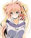  bad_id bad_pixiv_id blush casual dansa green_eyes hair_ribbon long_hair lyrical_nanoha mahou_shoujo_lyrical_nanoha mahou_shoujo_lyrical_nanoha_a's mahou_shoujo_lyrical_nanoha_strikers pink_hair ponytail pout ribbon signum solo tsundere 