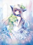  animal_ears blue_eyes cat_ears dress e~ji flower long_hair original solo thighhighs 
