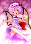  bad_id bad_pixiv_id barefoot fang feet hands hat koibumi naughty_face pink_hair red_eyes remilia_scarlet short_hair solo touhou wings 