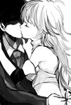  1girl artist_request beyond_the_wishes closed_eyes couple formal greyscale hetero highres hoshii_miki hug idolmaster idolmaster_(classic) kiss long_hair monochrome producer_(idolmaster_anime) suit 
