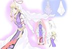  blonde_hair embellished_costume hair_ribbon haruichi one_eye_closed purple_eyes ribbon touhou veil yakumo_yukari 