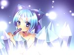  bad_id bad_pixiv_id blue_eyes blue_hair bow cirno food hair_bow ice imokototaisi nude popsicle short_hair solo touhou 