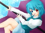  :p bad_id bad_pixiv_id blue_eyes blue_hair heterochromia kamo_(yokaze) purple_umbrella red_eyes short_hair solo tatara_kogasa tongue tongue_out touhou umbrella 