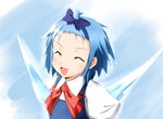  alternate_hairstyle blue_hair cirno jum_(parallel_parasol) ribbon short_hair solo touhou 