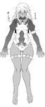 alternate_costume armband barefoot blush breasts dakimakura dark_skin dr.p full_body greyscale guilty_gear guilty_gear_xrd highres long_hair lying medium_breasts monochrome no_headwear on_back panties ramlethal_valentine ribbon solo thigh_strap toes underwear wide_hips 