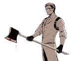  axe blood bloody_weapon glasses joseph_oda male_focus mugikoma solo the_evil_within vest waistcoat weapon 