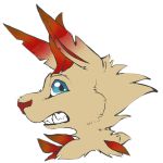  2018 alternate_color ambiguous_gender atelierlunatic canine digital_media_(artwork) eeveelution fan_character fangs fur headshot_portrait leafeon male mammal nintendo pok&eacute;mon pok&eacute;mon_(species) portrait simple_background teeth video_games 