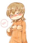  aioi_yuuko blush breasts cleavage nichijou open-chest_sweater sweater tears 