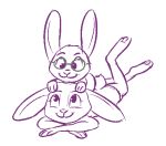  2016 :3 anthro barefoot clothed clothing cub disney duo eyewear fan_character female glasses judy_hopps lagomorph lying mammal on_front on_top rabbit simple_background smile tggeko white_background young zootopia 