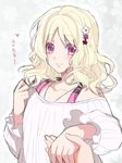  blonde_hair blush diabolik_lovers floral_background flower hair_flower hair_ornament holding_hands jewelry komori_yui necklace off-shoulder_sweater out_of_frame pink_eyes pov pov_hands ribbed_sweater smile solo_focus sweater takatsuki_ichi translation_request wavy_hair 