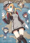  anchor_hair_ornament aqua_eyes bismarck_(kantai_collection) black_legwear blonde_hair blue_eyes blush breasts brown_eyes brown_hair character_name clothes_writing gloves hair_ornament hat hyuuga_azuri jpeg_artifacts kantai_collection long_hair low_twintails medium_breasts multiple_girls peaked_cap prinz_eugen_(kantai_collection) sailor_hat short_hair skirt smile thighhighs twintails white_gloves z1_leberecht_maass_(kantai_collection) z3_max_schultz_(kantai_collection) 