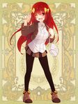  black_legwear dennryuurai long_hair one_eye_closed pantyhose psychic_hearts red_eyes red_hair solo 