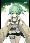  bad_id bad_pixiv_id belt duel_monster green_eyes green_hair jewelry k_(li) long_hair looking_at_viewer necklace ponytail ring smile solo winda_priestess_of_gusto yuu-gi-ou yuu-gi-ou_duel_monsters 