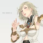  armpits ashelia_b'nargin_dalmasca blonde_hair blue_eyes blush breasts copyright_name final_fantasy final_fantasy_xii looking_at_viewer medium_breasts shikuta_maru short_hair solo upper_body vambraces 