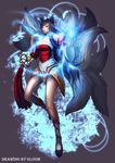  absurdres ahri animal_ears artist_request bell black_hair brown_eyes female girl gloomines_(artitst) highres league_of_legends legs long_hair magic multiple_tails single solo 