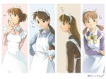  angry apron bow brown_hair flat_chest futaba_channel hair_ornament hairclip heart hidoi jewelry kudoi long_hair maid maid_headdress medoi modoi multiple_girls mutou_youshun naughty_face nijiura_maids pendant ponytail revision short_hair spoken_heart tears tired twintails 