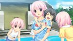  blush breasts character_request child children eyes_closed game_cg hair_ornament highres koutaro open_mouth pink_eyes pink_hair short_hair takara_ichiko tropical_kiss tropical_vacation twinkle_(company) twinkle_soft 