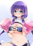  bad_id bad_pixiv_id blue_eyes boxing_gloves breasts hair_over_shoulder large_breasts long_hair looking_at_viewer love_live! love_live!_school_idol_project navel purple_hair smile solo toujou_nozomi twintails yostxxx 