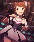  :d ahoge brown_hair heart idolmaster idolmaster_million_live! official_art open_mouth side_ponytail smile solo yokoyama_nao 