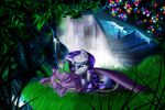  crystal dragon my_little_pony my_little_pony_friendship_is_magic no_humans rarity spike_(my_little_pony) water waterfall 