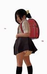  1girl backpack bag black_hair child dia75 diaper female kneehighs loli original ponytail randoseru skirt solo 