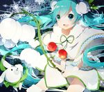  green_eyes green_hair hatsune_miku highres komadori_ui long_hair thighhighs vocaloid yuki_miku yukine_(vocaloid) 