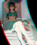  3d anaglyph black_hair breasts cleavage highres kyoukai_no_kanata nase_mitsuki navel popsicle red_eyes sunglasses swimsuit 