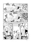  ahoge breasts comic detached_sleeves dress greyscale highres horn horns iwami_shouko kantai_collection large_breasts long_hair mittens monochrome multiple_girls northern_ocean_hime ribbed_dress ribbed_sweater seaport_hime shinkaisei-kan short_hair sitting sitting_on_person sweat sweater sweater_dress television translation_request 