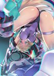  1girl 3d anaglyph angela_balzac ass bare_shoulders blonde_hair blue_eyes bodysuit breasts covered_navel elbow_gloves expelled_from_paradise gloves headgear jpeg_artifacts large_breasts leotard long_hair looking_at_viewer low_twintails matsuryuu rakuen_tsuihou solo spread_legs thigh_strap top-down_bottom-up twintails very_long_hair 