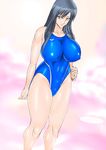 1girl artist_request black_hair breasts kiseijuu large_breasts long_hair one-piece_swimsuit parasyte swimsuit 