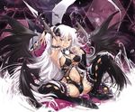  breasts commentary_request demon_girl magic_circle medium_breasts original polearm ranbu_hararin succubus suggestive_fluid tail weapon 