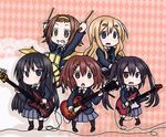  akiyama_mio chibi drum drum_set drumsticks guitar hirasawa_yui instrument k-on! kotobuki_tsumugi multiple_girls nakano_azusa pantyhose sakuragaoka_high_school_uniform school_uniform synthesizer tainaka_ritsu takanoru 