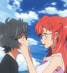  1boy 1girl animated animated_gif ano_natsu_de_matteru glasses kirishima_kaito kiss red_hair takatsuki_ichika 