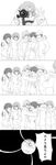  4boys absurdres aida_kensuke ayanami_rei blush camera coat gloves greyscale group_picture hair_ornament hat highres hug hun_(endlesslovehikaru) ikari_shinji long_hair monochrome multiple_boys multiple_girls nagisa_kaworu neon_genesis_evangelion scarf short_hair souryuu_asuka_langley suzuhara_touji 