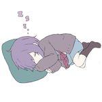  bad_id bad_pixiv_id cardigan closed_eyes kita_high_school_uniform nagato_yuki nnyu purple_hair school_uniform serafuku short_hair simple_background sleeping solo suzumiya_haruhi_no_yuuutsu white_background 