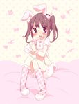  animal_ears animal_print baby_bottle bangs bib blush bottle brown_eyes brown_hair bunny_ears bunny_print bunny_tail child embarrassed food food_on_face frilled_legwear frilled_shirt frilled_shorts frilled_sleeves frills hair_ribbon heart heart-shaped_pupils idolmaster idolmaster_cinderella_girls knees_up maako_(yuuyake.) mary_janes ogata_chieri pink_legwear plaid plaid_legwear plaid_ribbon polka_dot polka_dot_background ribbon shirt shoes shorts sidelocks sketch socks solo suspenders symbol-shaped_pupils tail tears twintails wrist_cuffs 