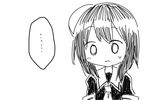  1girl ahoge alternate_costume chibi comic greyscale kantai_collection long_hair monochrome neckerchief school_uniform serafuku shigure_(kantai_collection) sketch solo sweatdrop yamabuki_(yusuraume) 