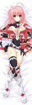  absurdres ahoge black_legwear breasts breasts_outside dakimakura dress elbow_gloves gloves greaves highres huge_filesize large_breasts nipples panties pink_hair purple_eyes side-tie_panties solo string_panties tamiya_akito thighhighs underwear white_panties 