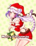  :o artist_name bangs bare_shoulders blunt_bangs blush box breasts cat_hair_ornament christmas cowboy_shot crop_top detached_sleeves double_bun english finger_to_mouth from_side fur_trim gift gift_box hair_ornament haku_(p&amp;d) hat holding holly leaning_forward long_hair long_sleeves looking_at_viewer medium_breasts merry_christmas mewwuwu midriff miniskirt multicolored_hair navel open_mouth pencil_skirt purple_hair puzzle_&amp;_dragons red_skirt santa_costume santa_hat scarf sideboob signature skirt solo star starry_background striped striped_scarf suspenders tail tiger_tail two-tone_hair white_hair yellow_eyes 