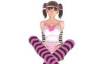  1girl 3d alisa breasts copyright_request female looking_at_viewer panties smile solo stargate3d striped striped_legwear striped_panties thighhighs twintails underwear 