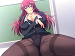  1girl breasts h_plus large_breasts looking_at_viewer niizuma_onna_kyoushi pantyhose red_hair solo 