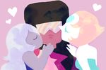  3girls amethyst_(steven_universe) black_hair cheek_kiss dark_skin garnet_(steven_universe) kiss kiss_on_cheek multiple_girls pearl_(steven_universe) polyamorous purple_hair purple_skin steven_universe white_skin yuri 