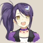  :o bad_id bad_pixiv_id cccpo choker collarbone earrings hair_ornament heart heart_hair_ornament jewelry long_hair open_mouth portrait pretty_(series) pripara purple_hair side_ponytail solo toudou_shion yellow_eyes 