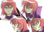  angry armor bikini_armor concept_art kirishima_reiko looking_at_viewer mugen_senshi_valis red_eyes red_hair scarf short_hair shoulder_pads smile 