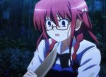  braid glasses grisaia_(series) grisaia_no_kajitsu knife red_hair school_uniform screencap suou_amane twin_braids 