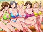  5girls bishoujo_senshi_sailor_moon breasts cleavage huge_breasts mario_(artist) multiple_girls sweat swimsuit team-tanabe 