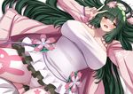  blush breasts gigantic_breasts green_hair green_hairband hairband highres long_hair looking_at_viewer lying on_back open_mouth panties panties_under_pantyhose pantyhose solo touhoku_zunko underwear very_long_hair vocaloid voiceroid yellow_eyes yuzumiya_mono 