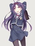  1girl alternate_costume bag furumiya_haiji hairband long_hair pantyhose purple_eyes purple_hair school_uniform sword_art_online yuuki_(sao) 